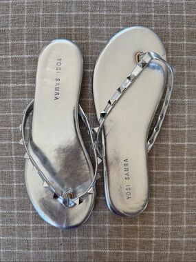 Yosi Samra Silver Rivington Stud Flip Flop